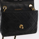 CHANEL Matelasse 17 Chain Shoulder Bag Lamb Skin Black Gold CC Auth bs31113-16