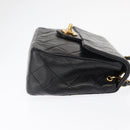CHANEL Matelasse 17 Chain Shoulder Bag Lamb Skin Black Gold CC Auth bs31113-4