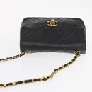CHANEL Matelasse 17 Chain Shoulder Bag Lamb Skin Black Gold CC Auth bs31113-6