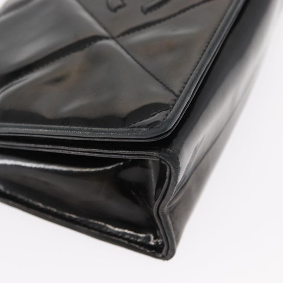 CHANEL Matelasse Chain Shoulder Bag Enamel Black Gold CC Auth bs31115