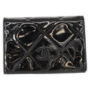 CHANEL Matelasse Chain Shoulder Bag Enamel Black Gold CC Auth bs31115-2