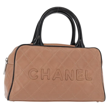 CHANEL Matelasse Hand Bag Caviar Skin Beige Silver CC Auth bs31117