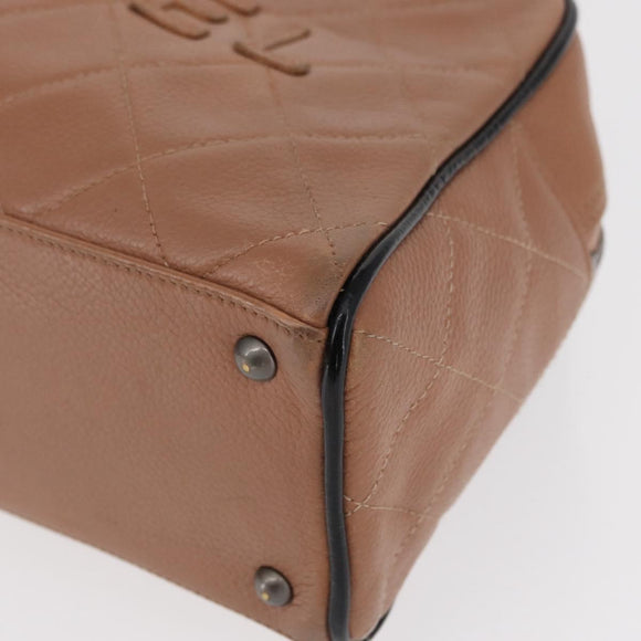 CHANEL Matelasse Hand Bag Caviar Skin Beige Silver CC Auth bs31117