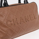 CHANEL Matelasse Hand Bag Caviar Skin Beige Silver CC Auth bs31117-18