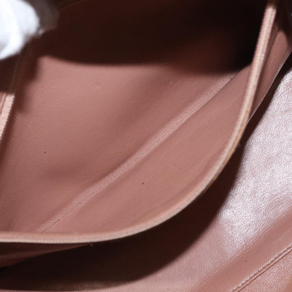 CHANEL Matelasse Hand Bag Caviar Skin Beige Silver CC Auth bs31117