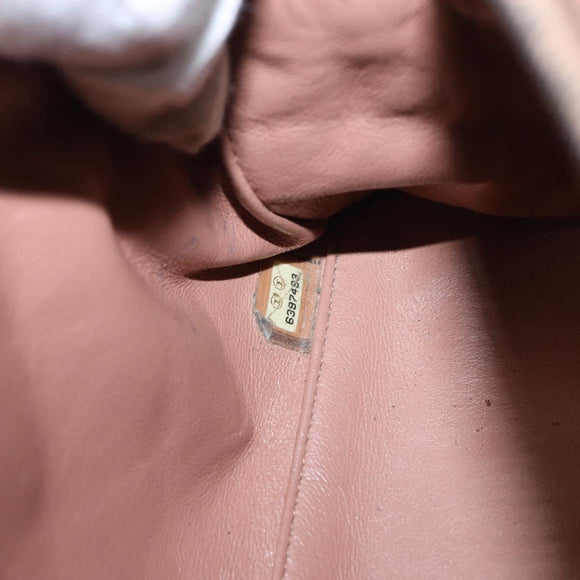 CHANEL Matelasse Hand Bag Caviar Skin Beige Silver CC Auth bs31117