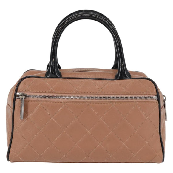 CHANEL Matelasse Hand Bag Caviar Skin Beige Silver CC Auth bs31117