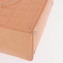 CHANEL Choco Bar Hand Bag Lamb Skin Beige CC Auth bs31118-10