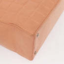 CHANEL Choco Bar Hand Bag Lamb Skin Beige CC Auth bs31118-12