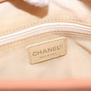 CHANEL Choco Bar Hand Bag Lamb Skin Beige CC Auth bs31118-15