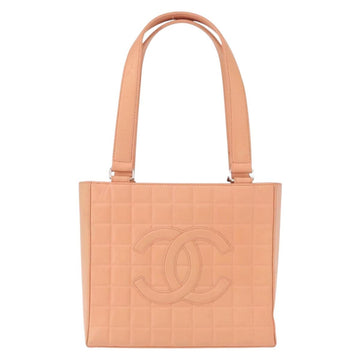 CHANEL Choco Bar Hand Bag Lamb Skin Beige CC Auth bs31118 - 0