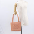 CHANEL Choco Bar Hand Bag Lamb Skin Beige CC Auth bs31118-23