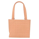 CHANEL Choco Bar Hand Bag Lamb Skin Beige CC Auth bs31118-3