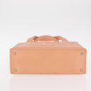 CHANEL Choco Bar Hand Bag Lamb Skin Beige CC Auth bs31118-9