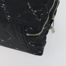 CHANEL New Travel Line Hand Bag Nylon Black Silver CC Auth bs31119-10