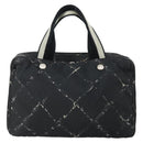 CHANEL New Travel Line Hand Bag Nylon Black Silver CC Auth bs31119-2