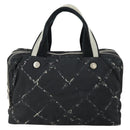 CHANEL New Travel Line Hand Bag Nylon Black Silver CC Auth bs31119-3