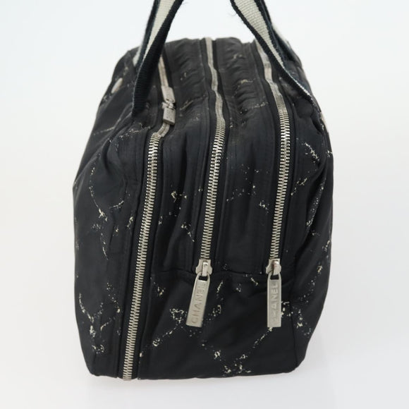 CHANEL New Travel Line Hand Bag Nylon Black Silver CC Auth bs31119