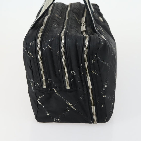 CHANEL New Travel Line Hand Bag Nylon Black Silver CC Auth bs31119