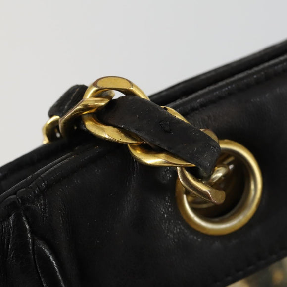 CHANEL Tote Bag Vinyl Black Gold CC Auth bs31121