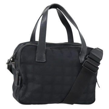 CHANEL New Wave Hand Bag Nylon 2way Black Silver CC Auth bs31122