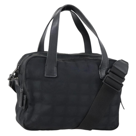 CHANEL New Wave Hand Bag Nylon 2way Black Silver CC Auth bs31122