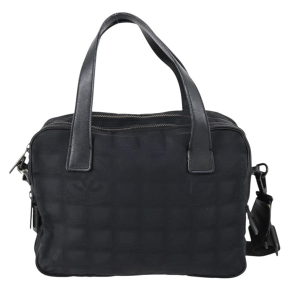 CHANEL New Wave Hand Bag Nylon 2way Black Silver CC Auth bs31122