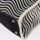 CHANEL Tote Bag Canvas White Black CC Auth bs31123-13