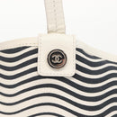 CHANEL Tote Bag Canvas White Black CC Auth bs31123-14