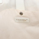CHANEL Tote Bag Canvas White Black CC Auth bs31123-15