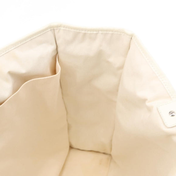 CHANEL Tote Bag Canvas White Black CC Auth bs31123