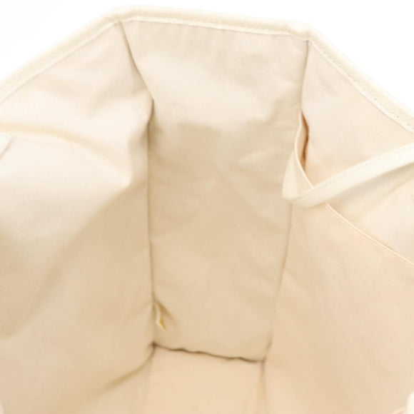 CHANEL Tote Bag Canvas White Black CC Auth bs31123