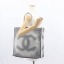 CHANEL Tote Bag Canvas White Black CC Auth bs31123-21