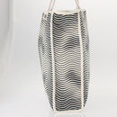 CHANEL Tote Bag Canvas White Black CC Auth bs31123-5