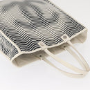 CHANEL Tote Bag Canvas White Black CC Auth bs31123-6