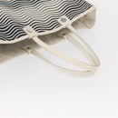 CHANEL Tote Bag Canvas White Black CC Auth bs31123-7