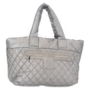 CHANEL Cococoon Tote Bag Nylon Gray Silver CC Auth bs31124-1