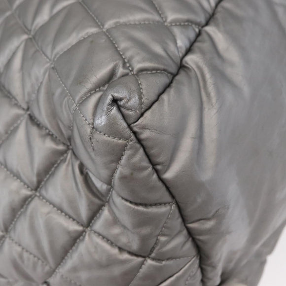 CHANEL Cococoon Tote Bag Nylon Gray Silver CC Auth bs31124