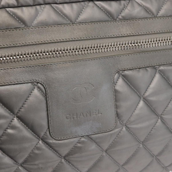 CHANEL Cococoon Tote Bag Nylon Gray Silver CC Auth bs31124
