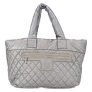 CHANEL Cococoon Tote Bag Nylon Gray Silver CC Auth bs31124-13