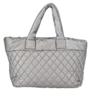 CHANEL Cococoon Tote Bag Nylon Gray Silver CC Auth bs31124-2