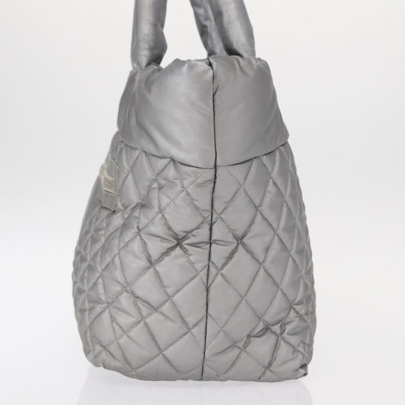 CHANEL Cococoon Tote Bag Nylon Gray Silver CC Auth bs31124