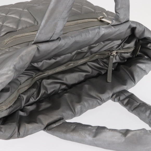 CHANEL Cococoon Tote Bag Nylon Gray Silver CC Auth bs31124