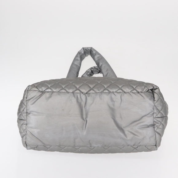 CHANEL Cococoon Tote Bag Nylon Gray Silver CC Auth bs31124