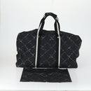 CHANEL Travel Line Boston Bag Nylon Black CC Auth bs31126-12
