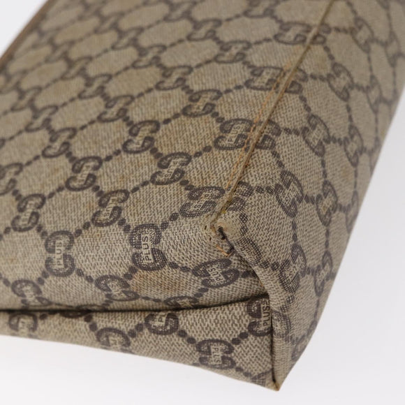 GUCCI GG Plus Supreme Clutch Bag PVC Beige Gold Auth bs31127