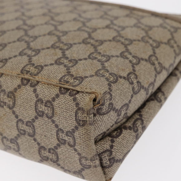GUCCI GG Plus Supreme Clutch Bag PVC Beige Gold Auth bs31127