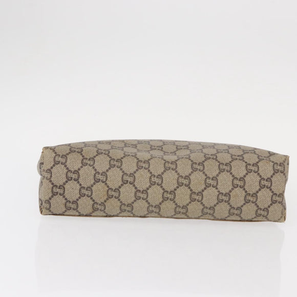 GUCCI GG Plus Supreme Clutch Bag PVC Beige Gold Auth bs31127