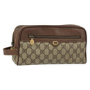 GUCCI GG Supreme Clutch Bag PVC Leather Beige Gold 014 58 6086 Auth bs31128-1