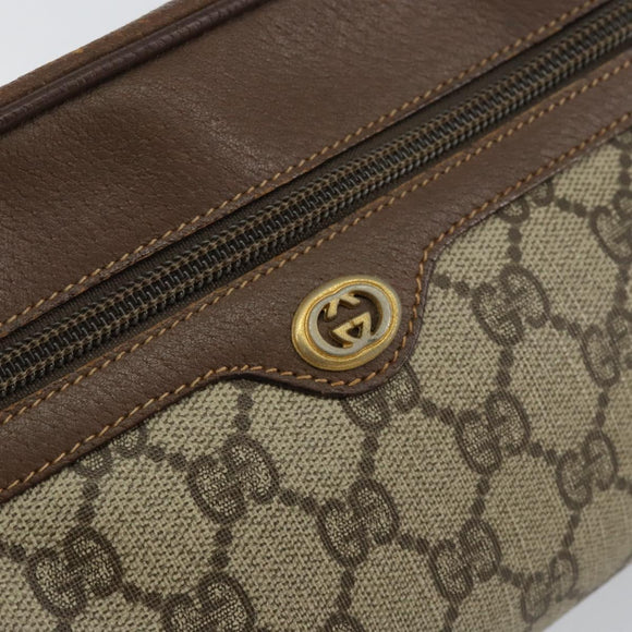 GUCCI GG Supreme Clutch Bag PVC Leather Beige Gold 014 58 6086 Auth bs31128